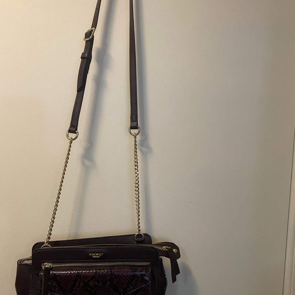 Nine West Burgundy and Black Snake Print Crossbody Bag - Picture 2 of 2